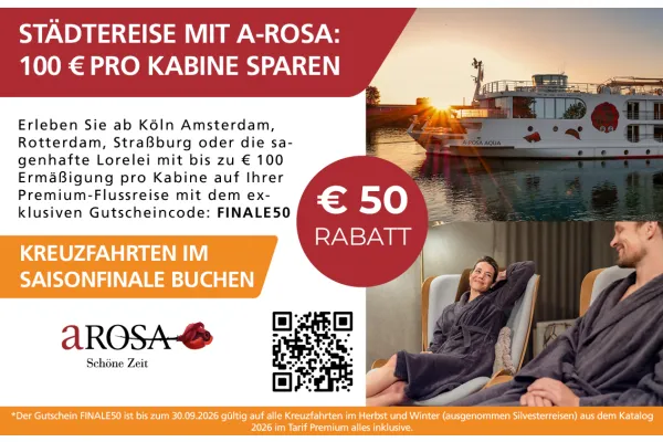 STÄDTEREISE MIT A-ROSA: 100 € pro Kabine sparen