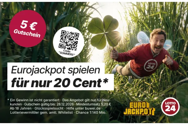 5 € Gutschein | Eurojackpot spielen für nur 20 Cent | Lotto24