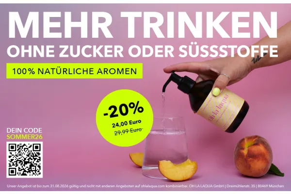20 % Rabatt auf alle Flavours im Pumpspender – Sommer genießen mit natürlichem Geschmack für dein Wasser!